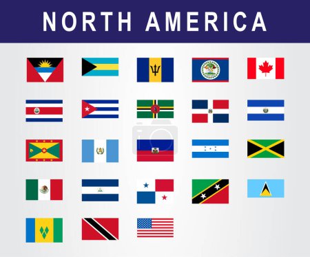 Ilustración de Conjunto de diseño de plantillas de bandera de países de América del Norte. Vector - Imagen libre de derechos