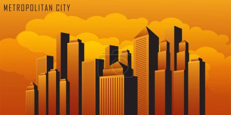 Illustration for Abstract city skyline with skyscrapers and sunset. vector illustration - Royalty Free Image