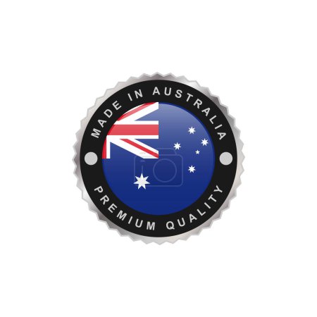 Téléchargez les illustrations : Made in Australia emblem badge labels illustration template design - en licence libre de droit