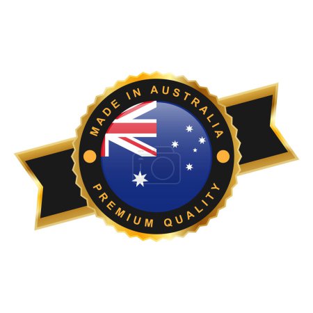 Made in Australia emblem badge labels illustration template design 