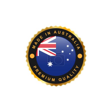 Téléchargez les illustrations : Made in Australia emblem badge labels illustration template design - en licence libre de droit