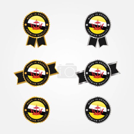 Ilustración de Set de etiquetas de emblema Made in Brunei diseño de plantilla de ilustración - Imagen libre de derechos