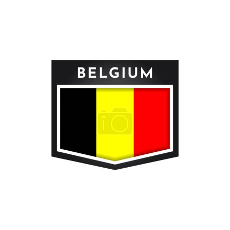 Ilustración de Flag of Belgium with emblem badge label - Imagen libre de derechos