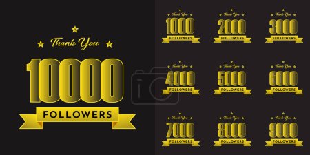 Téléchargez les illustrations : Tank You 1000 to 10000 Followers illustration template design - en licence libre de droit