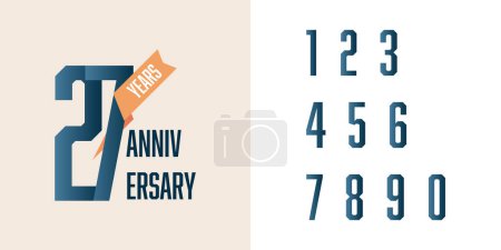 Illustration for 27 years anniversary celebration with numbers illustration template design - Royalty Free Image