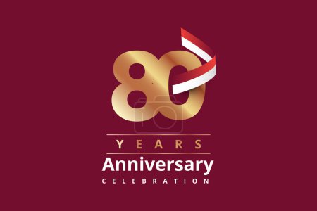 Illustration for 80 Years anniversary gold logo illustration template design - Royalty Free Image