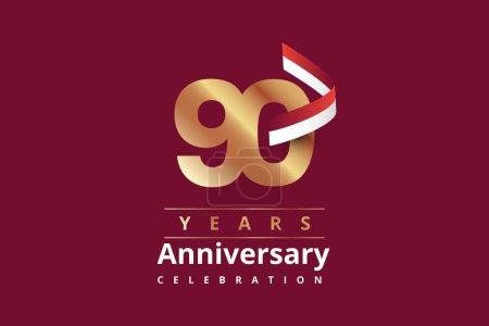 90 Years anniversary gold logo illustration template design