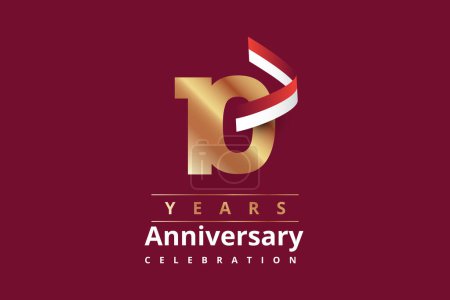 Téléchargez les illustrations : 10 Years anniversary gold logo illustration template design - en licence libre de droit