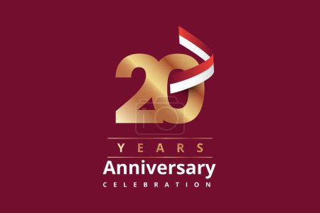 Ilustración de 20 Años aniversario logotipo de oro diseño de plantilla de ilustración - Imagen libre de derechos