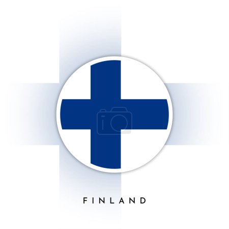 Flag of Finland, round vector illustration