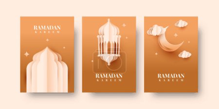 Téléchargez les illustrations : Cartes de vœux Ramadan Kareem. illustration vectorielle - en licence libre de droit