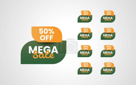 Illustration for Mega sale tag set with discount icons - Royalty Free Image
