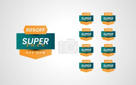Illustration for Super sale tag set with discount icons - Royalty Free Image