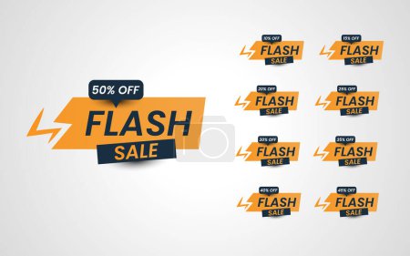 Illustration for Flash sale tag set with discount icons - Royalty Free Image