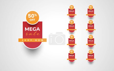 Ilustración de Mega venta etiqueta conjunto con iconos de descuento - Imagen libre de derechos