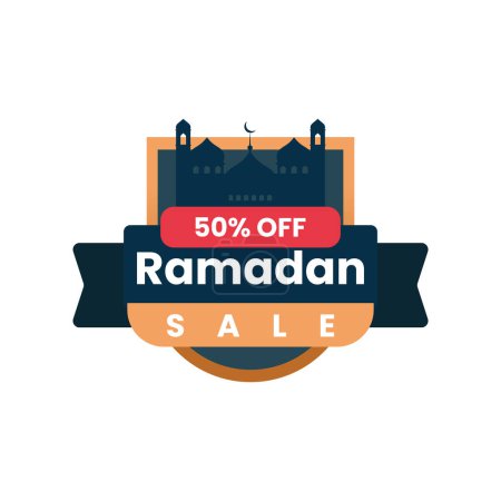 Illustration for Ramadan sale tag label special discount up to 50% template design - Royalty Free Image