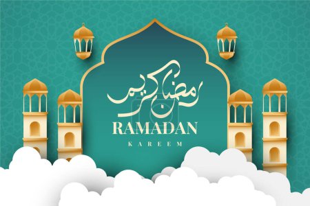 Illustration for Ramadan kareem islamic ornamental background illustration template design - Royalty Free Image