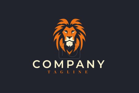 Illustration for Lion head logo design vector with company tagline - Royalty Free Image