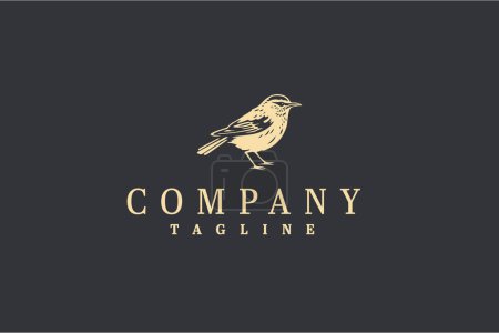 Ilustración de Pájaro logo diseño vector con el lema de la empresa - Imagen libre de derechos