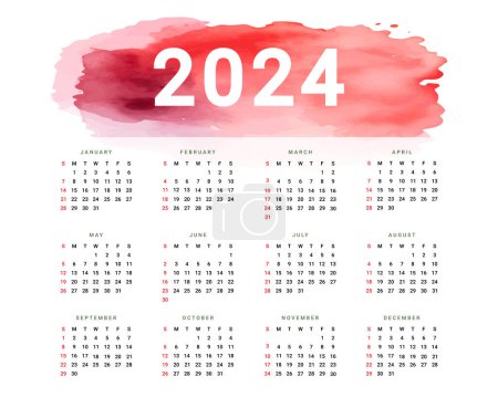 Illustration for 2024 calendar with simple colorful design - Royalty Free Image