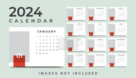 Illustration for Simple new year 2024 annual calendar template - Royalty Free Image