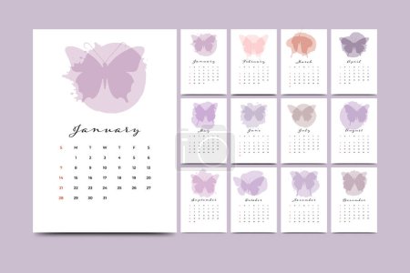 Illustration for Simple new year 2024 annual calendar template - Royalty Free Image