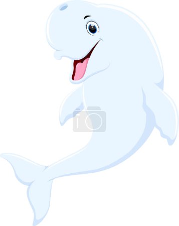 Vector Ilustración de dibujos animados Beluga ballena aislada sobre fondo blanco
