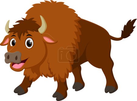 Ilustración de Ilustración vectorial de dibujos animados bisonte lindo aislado sobre fondo blanco - Imagen libre de derechos