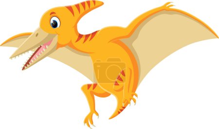 Ilustración de Ilustración vectorial del lindo dinosaurio de dibujos animados Pterosaurus volando sobre fondo blanco - Imagen libre de derechos