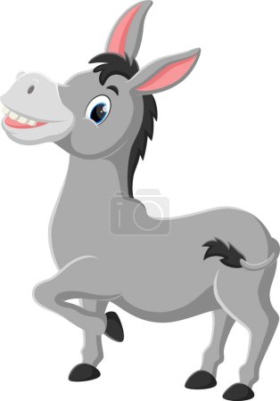 Téléchargez les illustrations : Illustration vectorielle de l'âne drôle de bande dessinée isolé sur fond blanc - en licence libre de droit