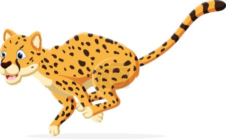 Téléchargez les illustrations : Illustration vectorielle de guépard heureux dessin animé fonctionnant sur fond blanc - en licence libre de droit