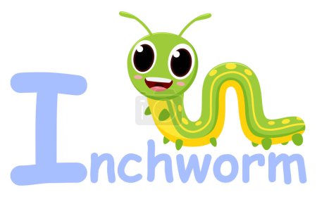 Illustration for Vector Illustration of Cute font alphabet I for inchworm cartoon characters - Royalty Free Image