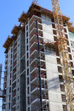 Construction of a new high-rise building in Tel Aviv.