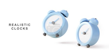 Téléchargez les illustrations : 3d deux bleu horloge réaliste. - en licence libre de droit