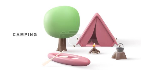 Ilustración de 3d VECTOR concept - camping. - Imagen libre de derechos