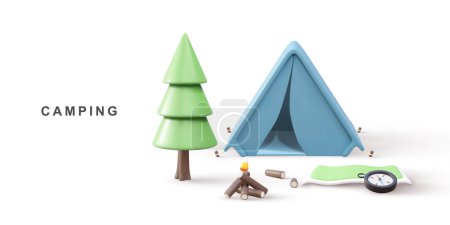 Illustration for 3d realistic concept - camping. - Royalty Free Image