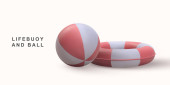 3D realistic beach ball and lifebuoy. Longsleeve T-shirt #652600068