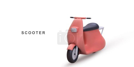 Illustration for 3d realistic scooter on white background. - Royalty Free Image