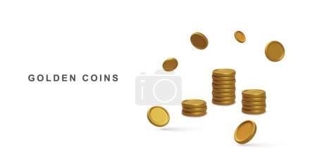 3D monedas de oro realistas.