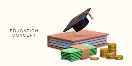 Ilustración de 3d realista Programas educativos financieros sobre fondo blanco. - Imagen libre de derechos