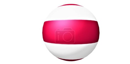 Téléchargez les photos : Ballon ordinaire peint en blanc et rouge. L'illustration peut être utilisée comme icône pour le site. Fond blanc. Rendu 3d. - en image libre de droit