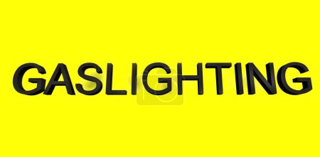 Photo for The word Gaslighting written with black letters on the yellow background with dark spots. 3d rendering. - Royalty Free Image