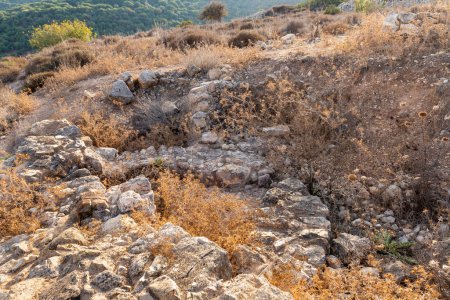 Photo for Remains of buildings on the site of ancient Jotapata city, was located during Roman Empire ancient Jotapata, in Tel Yodfat National park, in northern Israel - Royalty Free Image