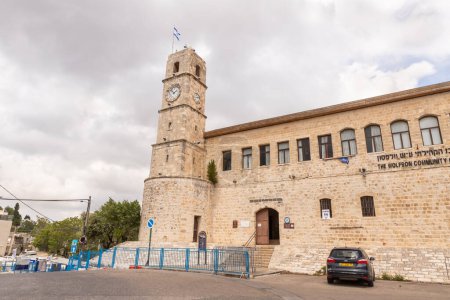 Photo for Safed, Israel, April 29, 2023 : The Wolfson Community Center building on the corner of Aliya Bet street in the old part of Safed city in northern Israel - Royalty Free Image
