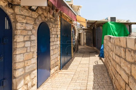 Photo for Stone pavement and stone houses in the old part of Safed city in northern Israel - Royalty Free Image