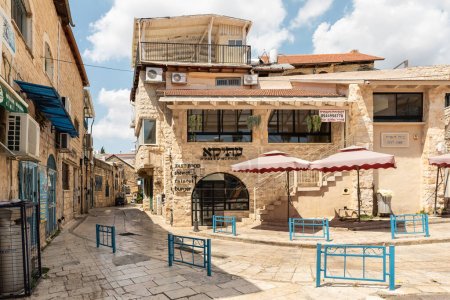 Photo for Safed, Israel, July 01, 2023 : Small square at the intersection of streets in the old part of Safed city in northern Israel - Royalty Free Image
