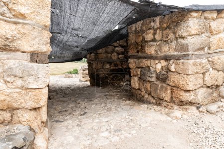 Photo for Canaanite Gates at excavation of the Canaanite Fortifications of the Megiddo site near Yokneam city in the northern Israel - Royalty Free Image