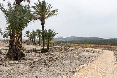 Photo for Remains of city streets at excavation of the Canaanite Fortifications of the Megiddo site near Yokneam city in the northern Israel - Royalty Free Image