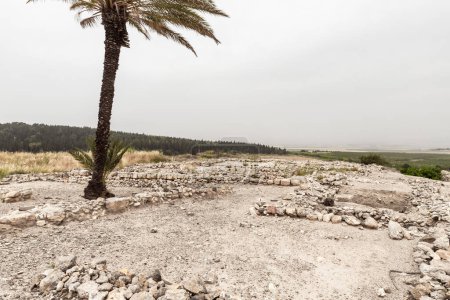Photo for Remains of urban buildings at the excavation of the Canaanite Fortifications of the Megiddo site near Yokneam city in the northern Israel - Royalty Free Image