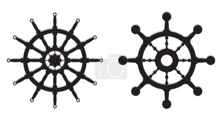 Illustration for Ship steering wheel, Helm Anchor vector icon, Steer icon vector - Royalty Free Image